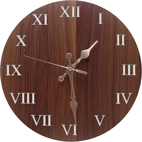 Amazon Co Jp 30 壁掛け時計 くるみ 木製 連続秒針 静音 掛け時計ローマ数字 壁掛時計 壁かけ時計 ホーム キッチン