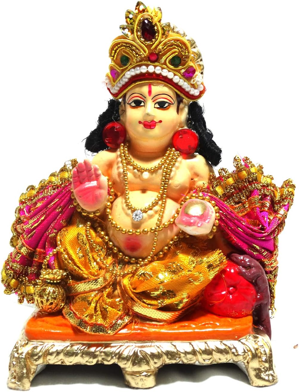 Vinayaks TerracottaLord Kubera Murti Idol Statue with aasan Design B Murti Size (LXBXH 7X10X12.5 cm)