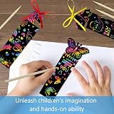 Vicloon Scratch Art for Kids 36Pcs Rainbow Bookmarks 18 Stylus 4 Stencils view 3