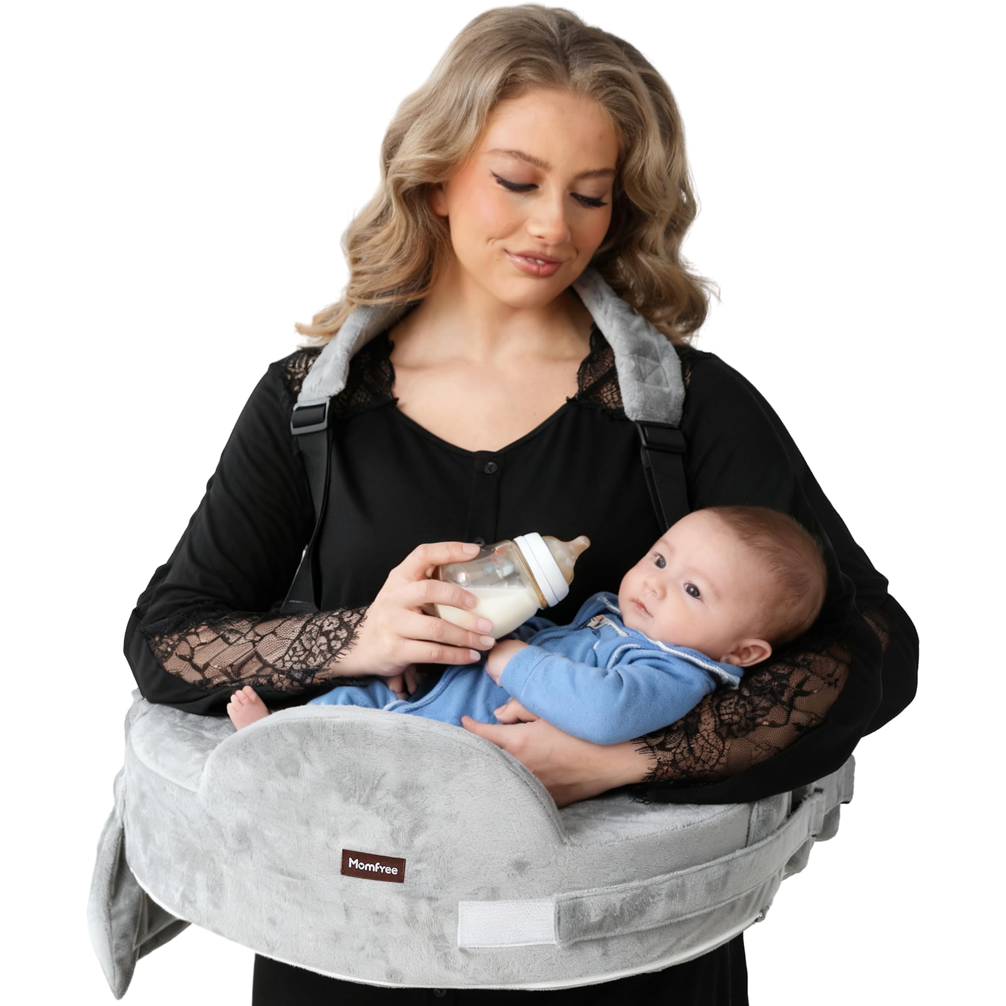 Photo 1 of Nursing Pillow for Standing/Sitting Use- Springy Memory Foam for Support & Comfort, Large Breast Feeding Pillow - Safety Fence, Adjustable Waist Belt and Support Backrest, Removable Cover with Pocket