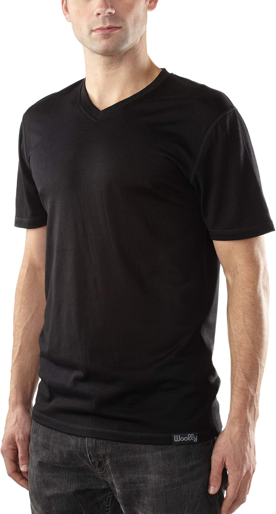 Woolly Clothing CoWoolly Clothing Men's Merino Wool V-Neck Tee Shirt - Ultralight - Wicking Breathable Anti-Odor