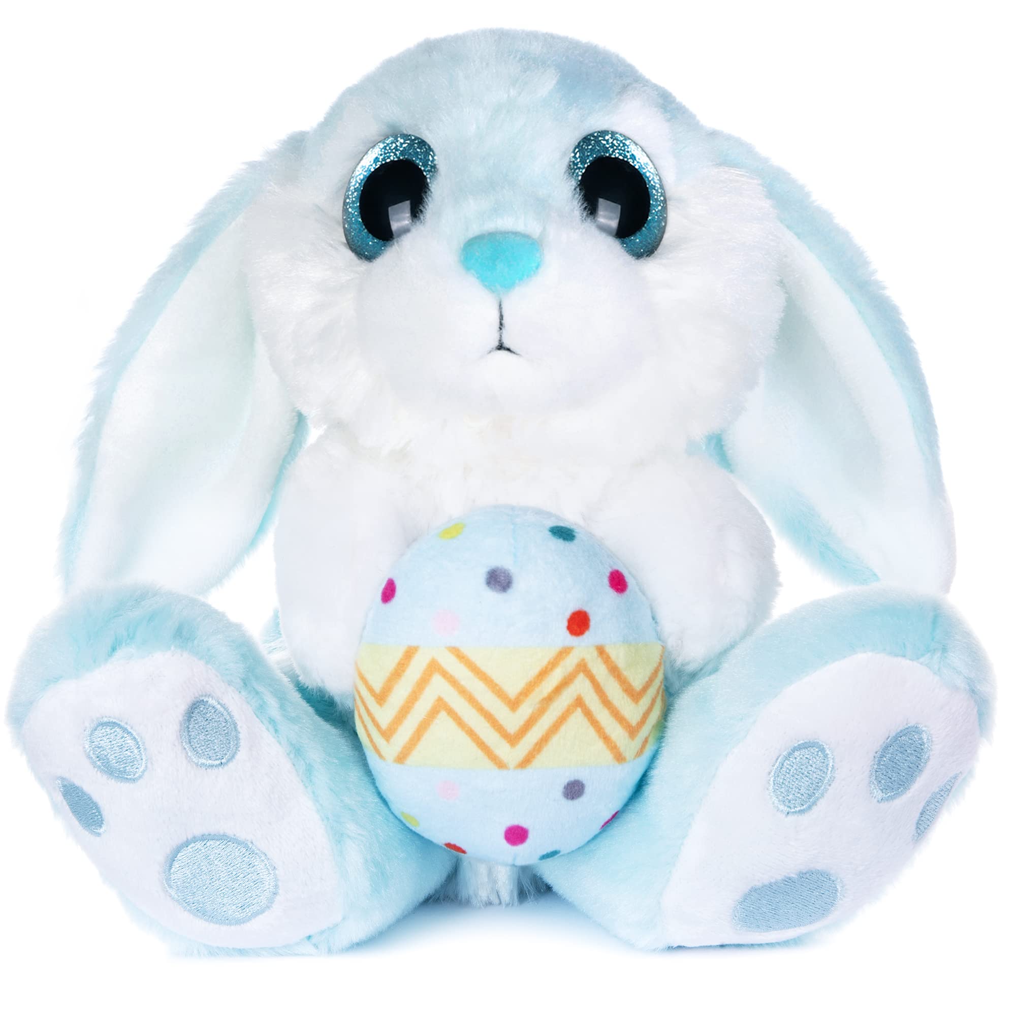 My OLi Easter Bunny Stuffed Animal with Easter Egg 8.5" Plush Rabbit Stuffed Bunny Bedtime Friend Soft Rabbit Toy Easter Gifts for Kids Girls Boys, Blue