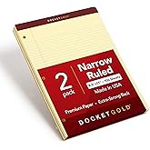 TOPS Legal Pads, 2 Pack, Premium Docket Gold Note Pads, 100 Narrow Ruled 8.5 x 11 Sheets, Thick Canary Yellow Paper with Extra Hard Back, 3 Hole Punched, 2X More Sheets, Proudly Made in the USA