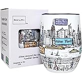 Beary Blu Cities Around the World 12 Oz Tumbler Series - Designed in the USA - Vacuum Insulated Tumbler with Lids - Stainless Steel Wine Coffee Water Travel Mug, for Hot Cold Drink (New York)