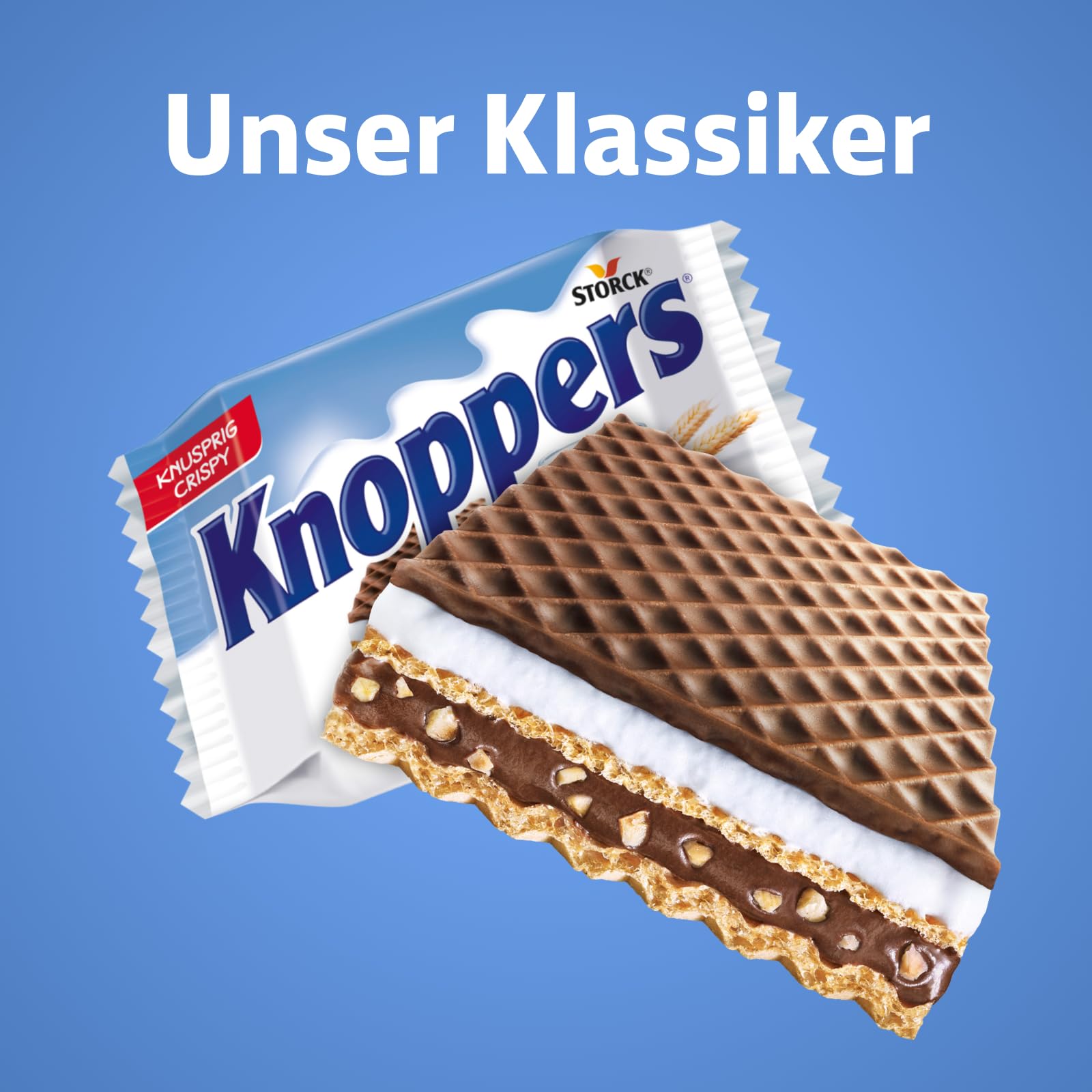 Knoppers – 8 x 25 g – Gefüllte Waffelschnitten mit Milch- und Nougatcreme, Haselnüssen und Kakao 3