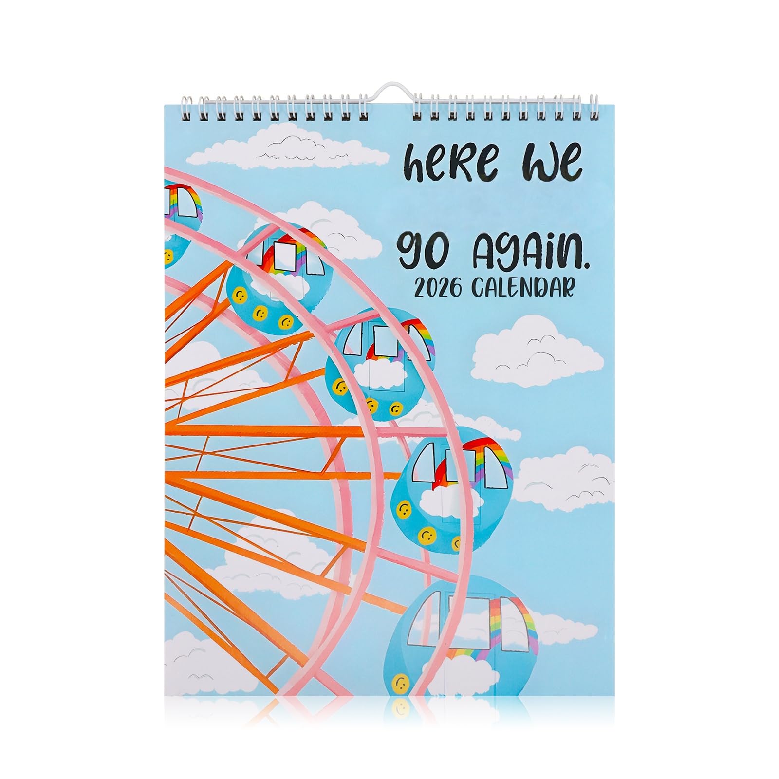 Andiker Here We Go Again 2026 Calendar, A4/29 * 21.5 cm Spiral Bound Hanging Wall Calendar 2026, 12 Months Funny Calendar 2026 for Efficient Planning