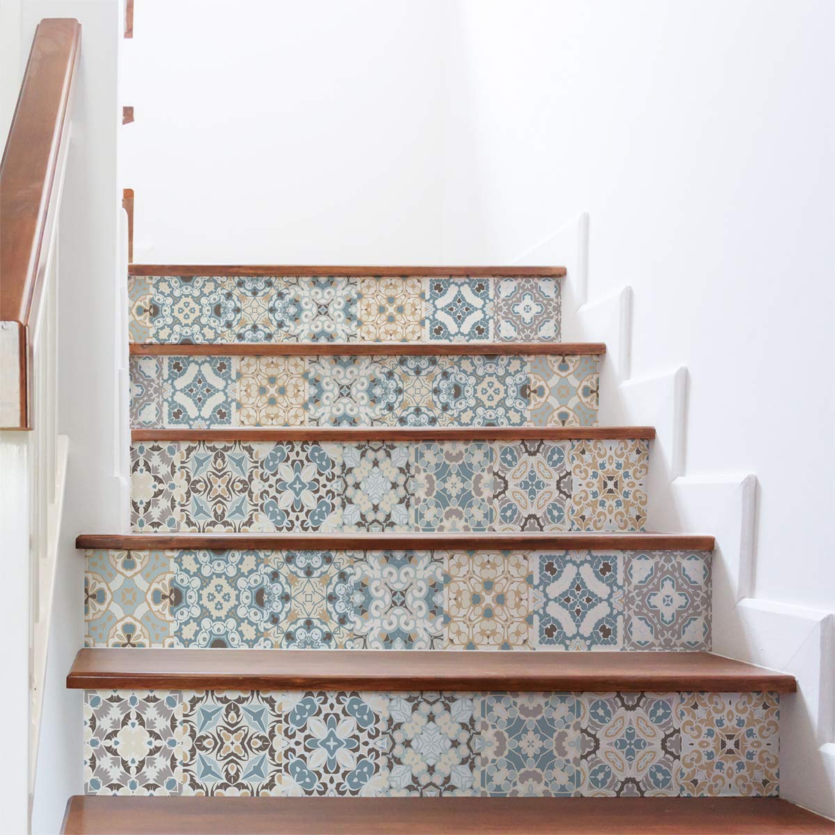 2 Adhesive Stickers for Stairs Tiles | Cement Tile Riser Sticker – Tile Risers – Azulejos – 15 x 105 cm – 2 Strips