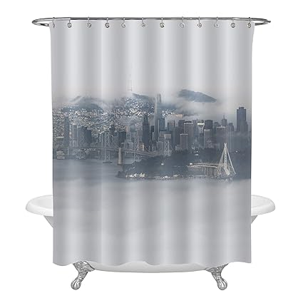 Amazon Com San Francisco Surrounded By Fog Skyline Shower Curtain