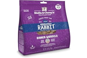 Stella & Chewy's Freeze-Dried Raw Cat Dinner Morsels – Grain Free, Protein Rich Cat & Kitten Food – Absolutely Rabbit Recipe – 3.5 oz Bag