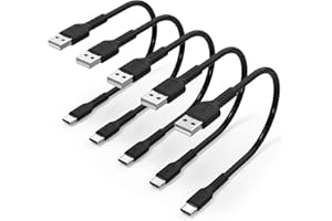 UMEFLY 6 inch Short Fast Charging Cord, 5 Pack Durable USB A to USB Type C 3A Cable for Charging Station Compatible with Samsung Galaxy Note 9 10 S10 S20 S30 OnePlus 7T 8T LG V30 V40