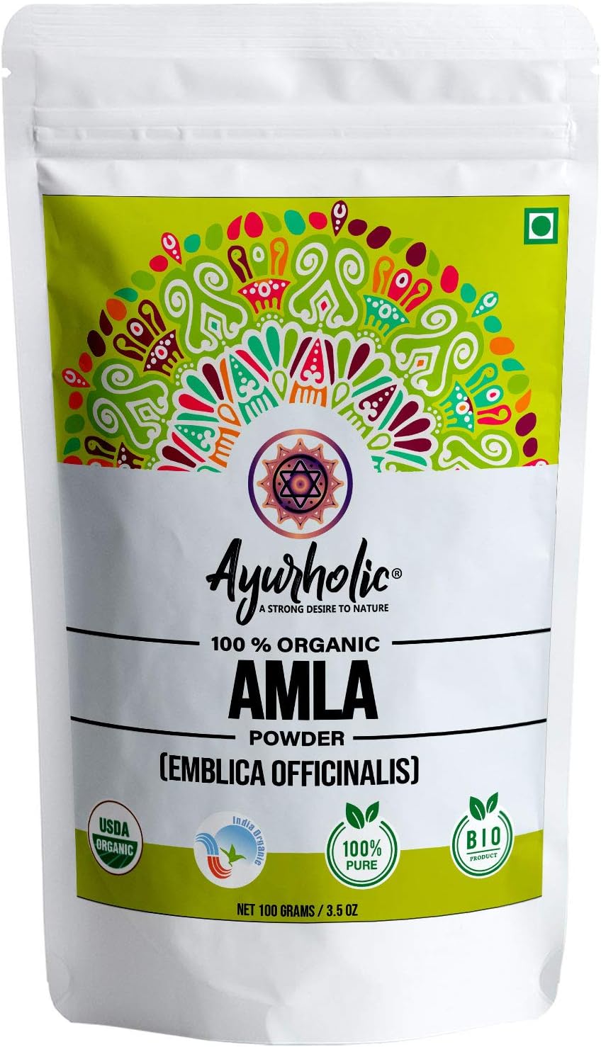 Ayurholic Organic Amla Powder - Emblica officinalis - Hair growth pack - 100 grams