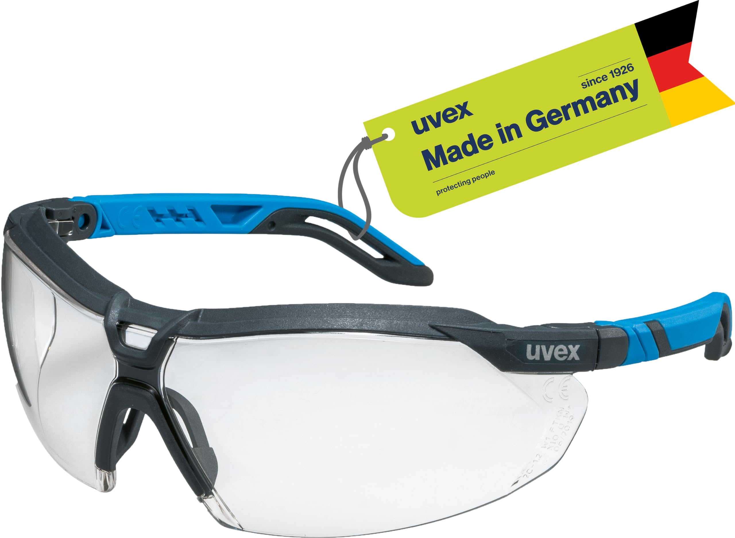 Uvex i-5 Safety Glasses – Adjustable Work & Protective Glasses with 100% UV Protection, Length- and Angle-Adjustable Temples – Ideal for Construction, Laboratory, DIY & Sports