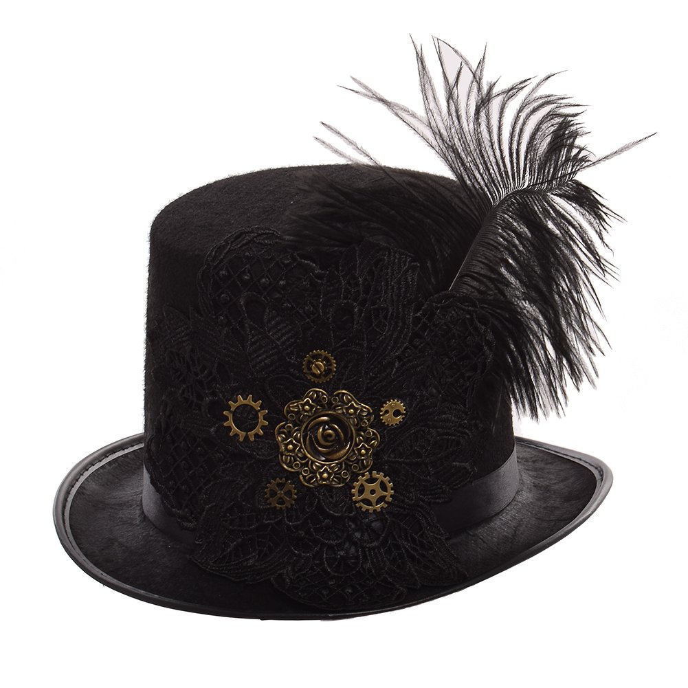 BLESSUME Steampunk Hat Unisex Fancy Dress Top Hat (M, Color E)
