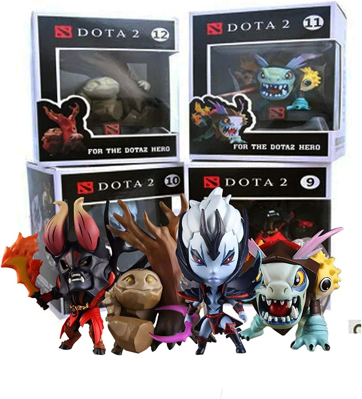 sagusi Dota 2 PVC Action Game Figures - Slark Tiny Doom and Vengeful SPIRIT--4pcs/Set---Boxed