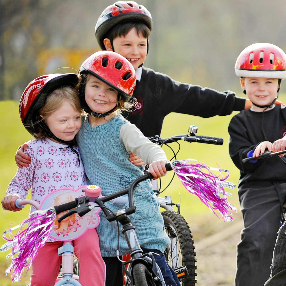 Kids Bike Bell and Streamers for Girls - 1 Pack Flower Bicycle Bell with 2 Pack Bike Streamers for Children's Bike Accessories