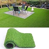 WarmShe 0.7inch Realistic Indoor/Outdoor Artificial Grass/Turf Synthetic Drainage Holes Pet Faux Grass Astro Rug Carpet 4FTX6FT Indoor Outdoor Balcony