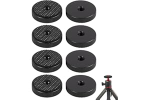 Tohhdov 8 Pcs Flat Knurled Nut with Washer, 1/4"-20 Female Thread Wing Knob Thumb Fastener for Camera Tripod Hot Shoe Stand, Knurled Locking Wheel Adapter Spacer for Microphones, Tripod Heads