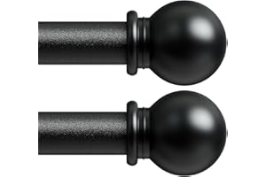 2 Pack Curtain Rod 48 to 84 inch, Adjustable 5/8 Diameter Decorative Drapery Rod Set of 2, Heavy Duty Metal Standard Curtain 