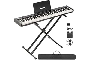 GARVEE 88 Key Full-Size Semi-Weighted Electronic Keyboard Piano, Portable Design with Headphones, Sustain Pedal, Stand, Power Adapter & Travel Case - Perfect for Beginners and Adult Players