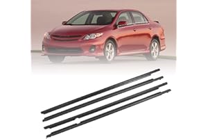 YZQPNB WeatherStrip Window Molding Trim Seal Belt Compatible with 2009 2010 2011 2012 Toyota Corolla Replaces 75710-02210 Black Window Weather Stripping Outside 4pcs