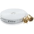 ZYfire Fire Hose - 1-1/2" ID x 50 FT Single Jacket TPU Fire Hose White Firefighter Hose with NPSH Brass Couplings Lightweight Lay Flat Water Hose for Use in Firefighting