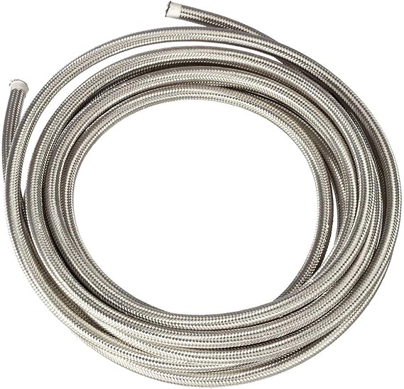 25 Ft 6AN AN6 (3/8") Universal Braided Stainless Steel CPE Oil Fuel Gas