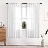 DWCN White Faux Linen Sheer Curtains - Textured