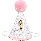 LINLULU Sprinkle 1st Birthday Hat - Pink and Golden 1st Birthday Crown, Sugar Confetti 1st Birthday Decorations, Sweet One First Birthday photo prop, not a toy