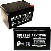 2-Pack UB12120 Universal Sealed Lead Acid Battery (12V, 12Ah, F1 Terminal, AGM, SLA) Replacement - Compatible with APC Smart-