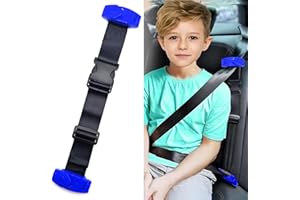 GANBIPU Seat Belt Adjuster for Kids, Car Seatbelt Adjuster with Safety Clips and Adjustment Strap Car Seat Accessories for Childs Shoulder Neck Comfort and Travel Driving Protection-Blue