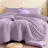 SDIII 3PCS Purple Comforter Set Full with 2 Pillowcases, Brushed Microfiber Lightweight Lavender Purple Comforter Full, Soft Bedding All Season