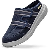 FitVille Mens Wide Slippers with Arch Support Breathable Adjustable House Slippers Mules Orthopedic Indoor Walking Shoes Slip On Clog for Plantar Fasciitis