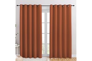 NICETOWN Blackout Draperies Curtains for Kids Room, Burnt Orange Window Treatment Thermal Insulated Solid Grommet Blackout Drape Panels for Bedroom (Set of 2, 70 by 84 inches)
