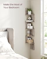 VASAGLE 5-Tier Corner Shelf Modern Zigzag Wall Display Heather Greige LBC072M01 view 3