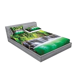 Lunarable Waterfall Fitted Sheet & Pillow Sham