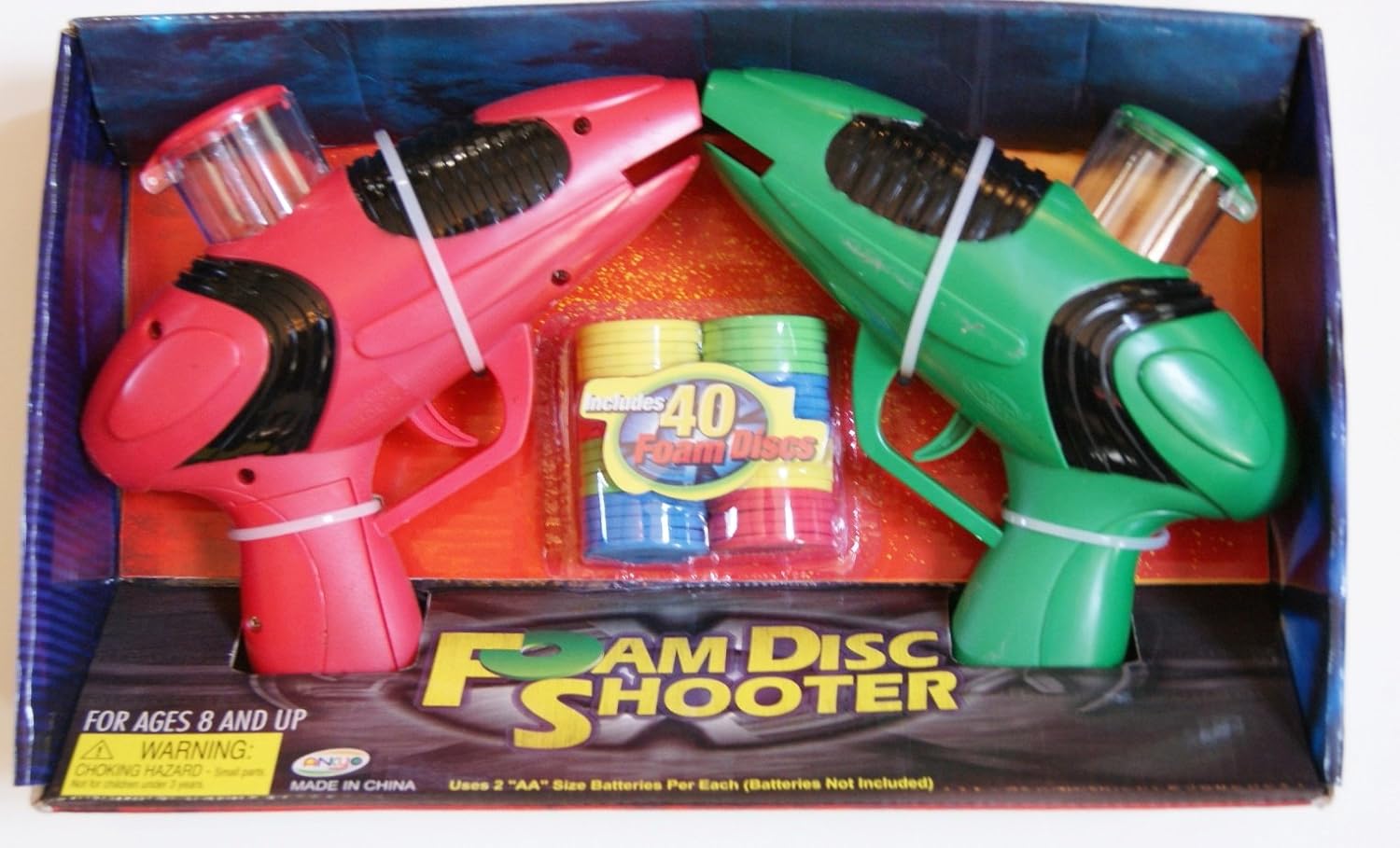 2 Foam Disc Shooters (40 Colored Foam Discs Included) Toys