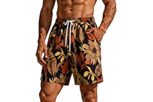 TIMIFIS Beach Shorts for Men Summer Quick Dry Bermuda Shorts Lightweight Drawstring Workout Short Fashion Print Soft Short