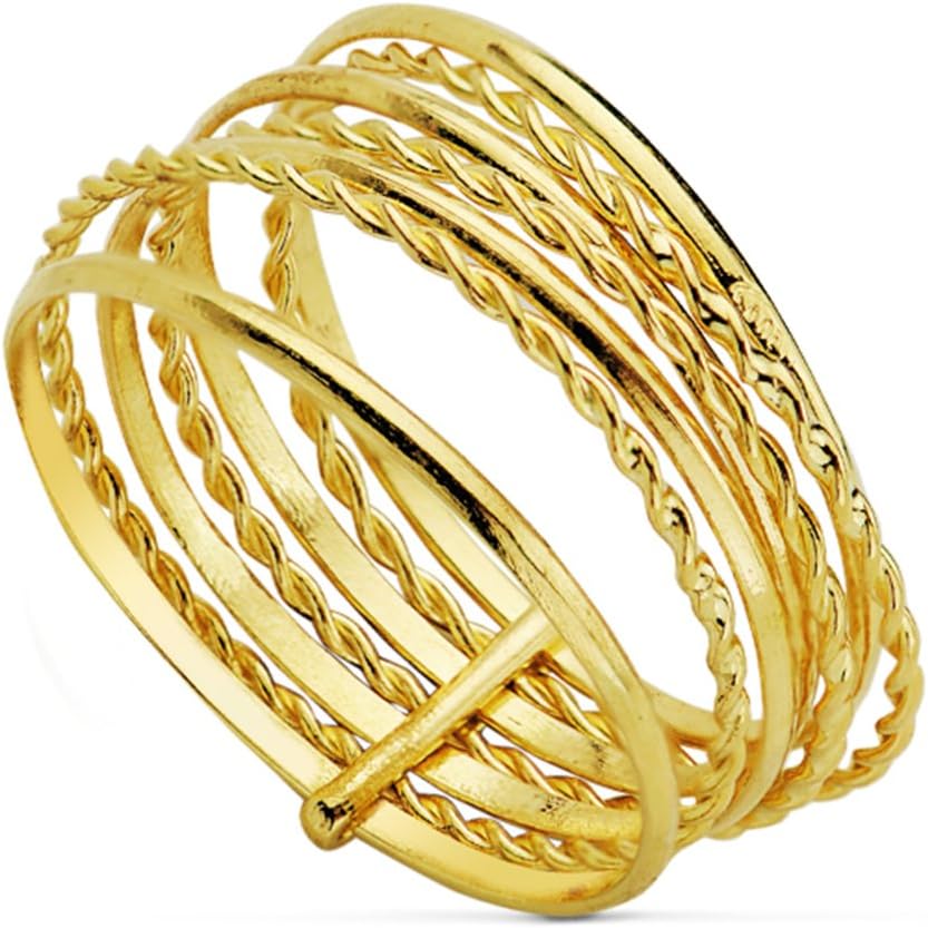 sortija Women 18 K Yellow Gold Ring Minimal Hoops