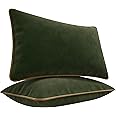 Fodere Cuscino Oxford In Velluto - Verde/Camel 50x50 Cm