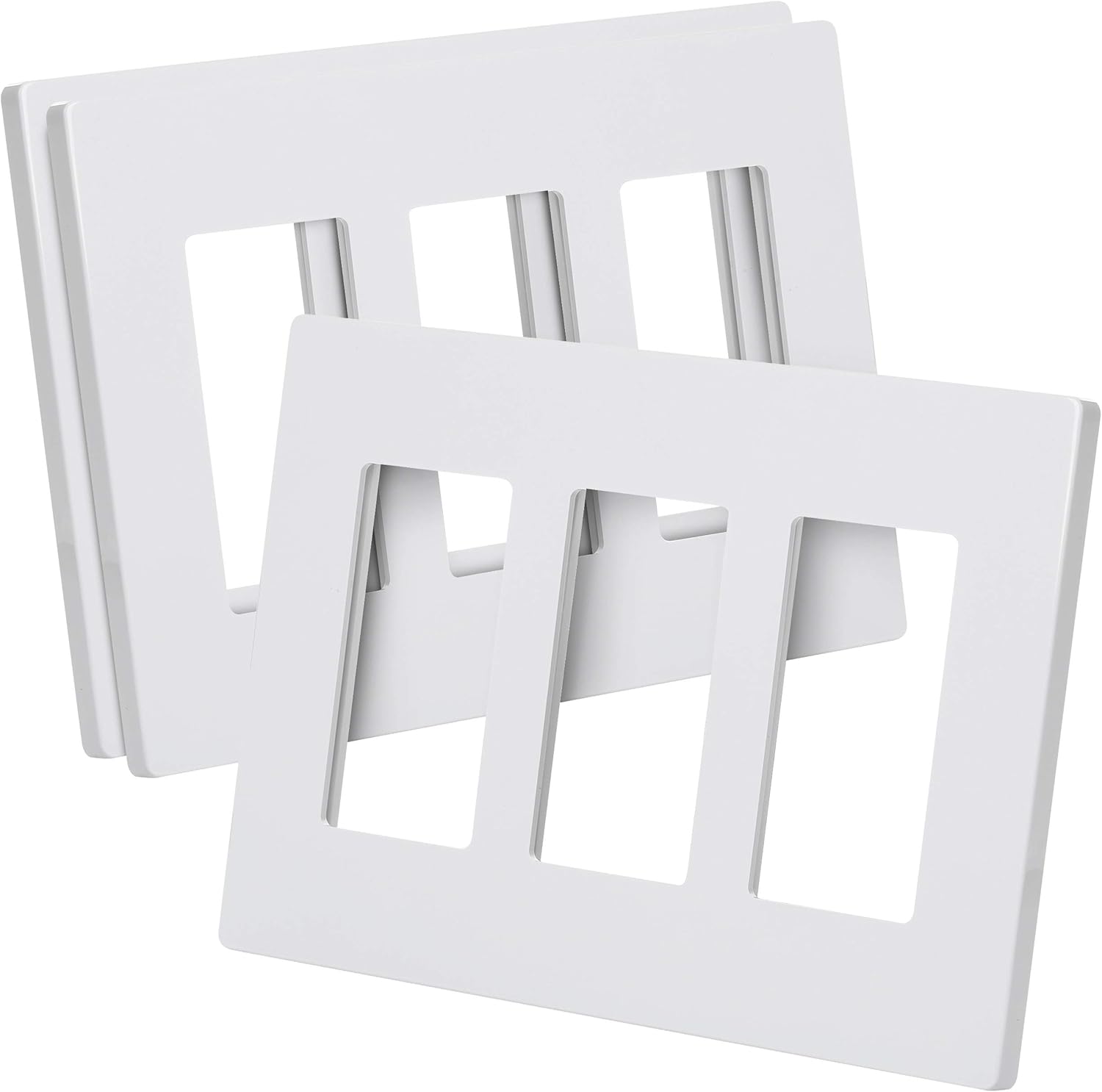 Bates- Screwless Decorator Wall Plates, Three Gang Switch Plate Covers, 3 Pack, Screwless Wall Plates 3 Gang, White Switch Plate Covers, Switch Cover Plate, Wall Switch Cover, Electrical Outlet Cover - - 