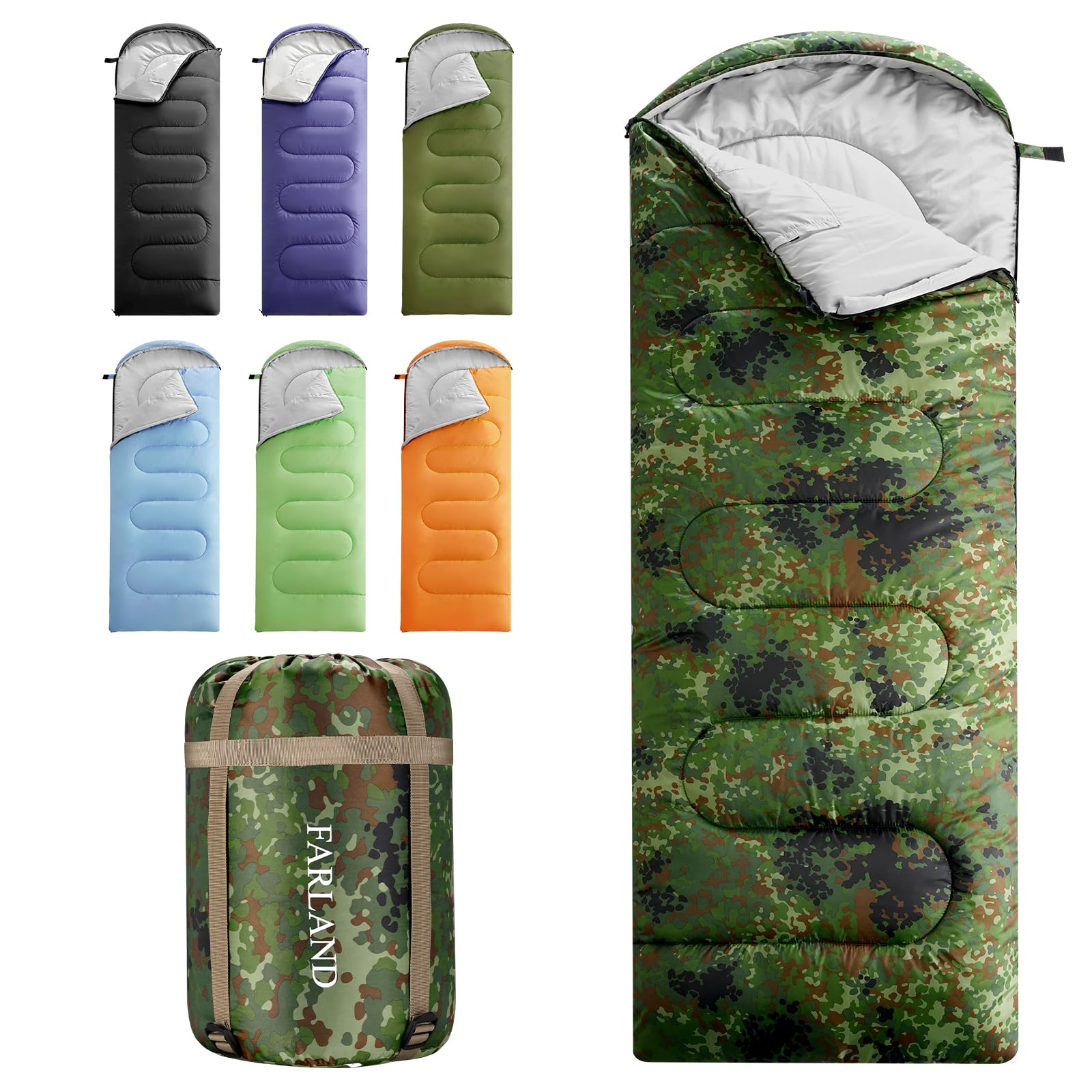 Photo 1 of FARLAND Sleeping Bags for Adults Teens Kids with Compression Sack Portable and Lightweight for 3-4 Season Camping, Hiking,Waterproof, Backpacking and Outdoors