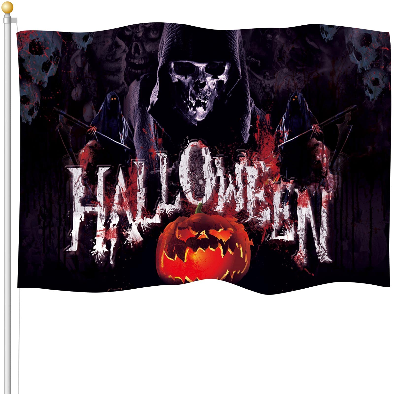 Tatuo 3x5 ft Halloween Flag for Outdoor Indoor Dorm Room Decor Banner Large Holiday Flag Village Garden Yard Decor