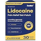 Sumifun 4% Lidocaine Pain Relief Patches 30 Count Maximum Strength Numbing Gel Patch for Back Knee Neck Joint Ache Muscle Soreness Topical Analgesic