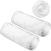 Tatuo 2 Pieces White Cervical Round Pillow Cover for Neck Roll Pillow Cervical Neck Roll Memory Cylinder Round Cushion(Artificial Silk,17 x 4 Inch)