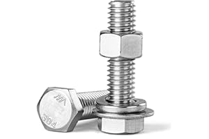 3/8-16 x 1 Hex Head Bolts Screws, Nuts, Flat and Lock Washers Assortment Kit, 304 Stainless Steel(18-8), Machine Fully Thread