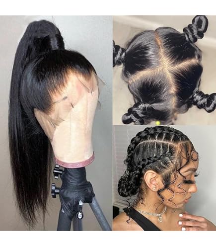 Amazon.com : HERMOUS Real Full Lace Straight Human Hair Wigs  display picture 3