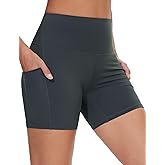 Dragon Fit Women's Athletic Biker Shorts High Waisted Stretch Workout Yoga Running Shorts with Pockets