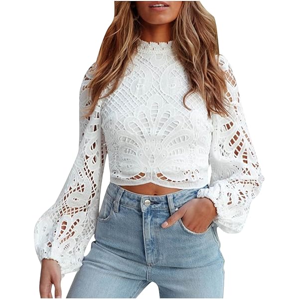 Women's Vintage Victorian Blouse Shirt Hollow Out Crochet Lace