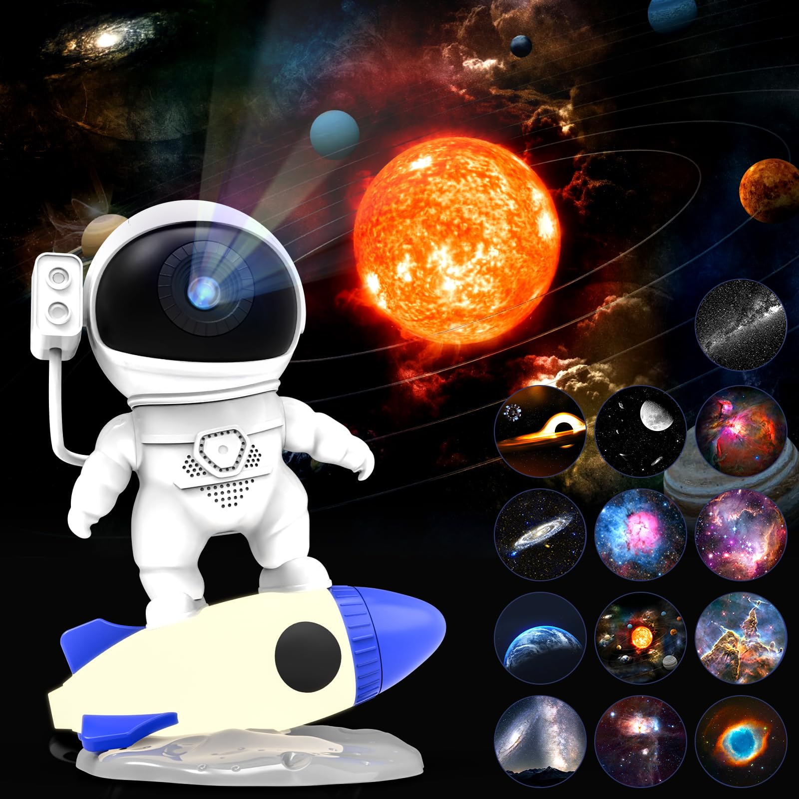 Photo 1 of Star Projector, Astronaut Galaxy Projector for Bedroom, 13 in 1 HD Planetarium Projector, 360°Rotating Galaxy Light 9 Colors Night Lights Party Room Decor