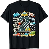 2 Year Old Birthday Boy Truck Car Transportation T-Shirt
